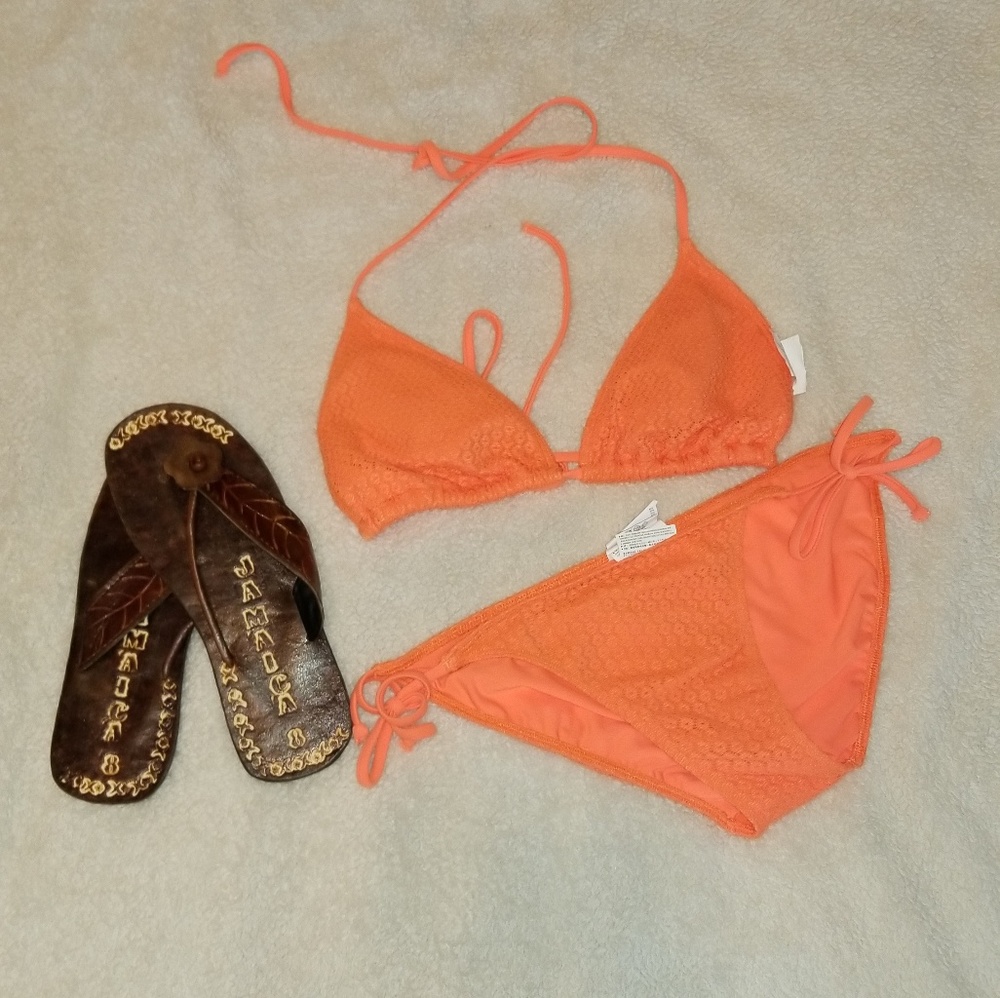 Bright orange bikini